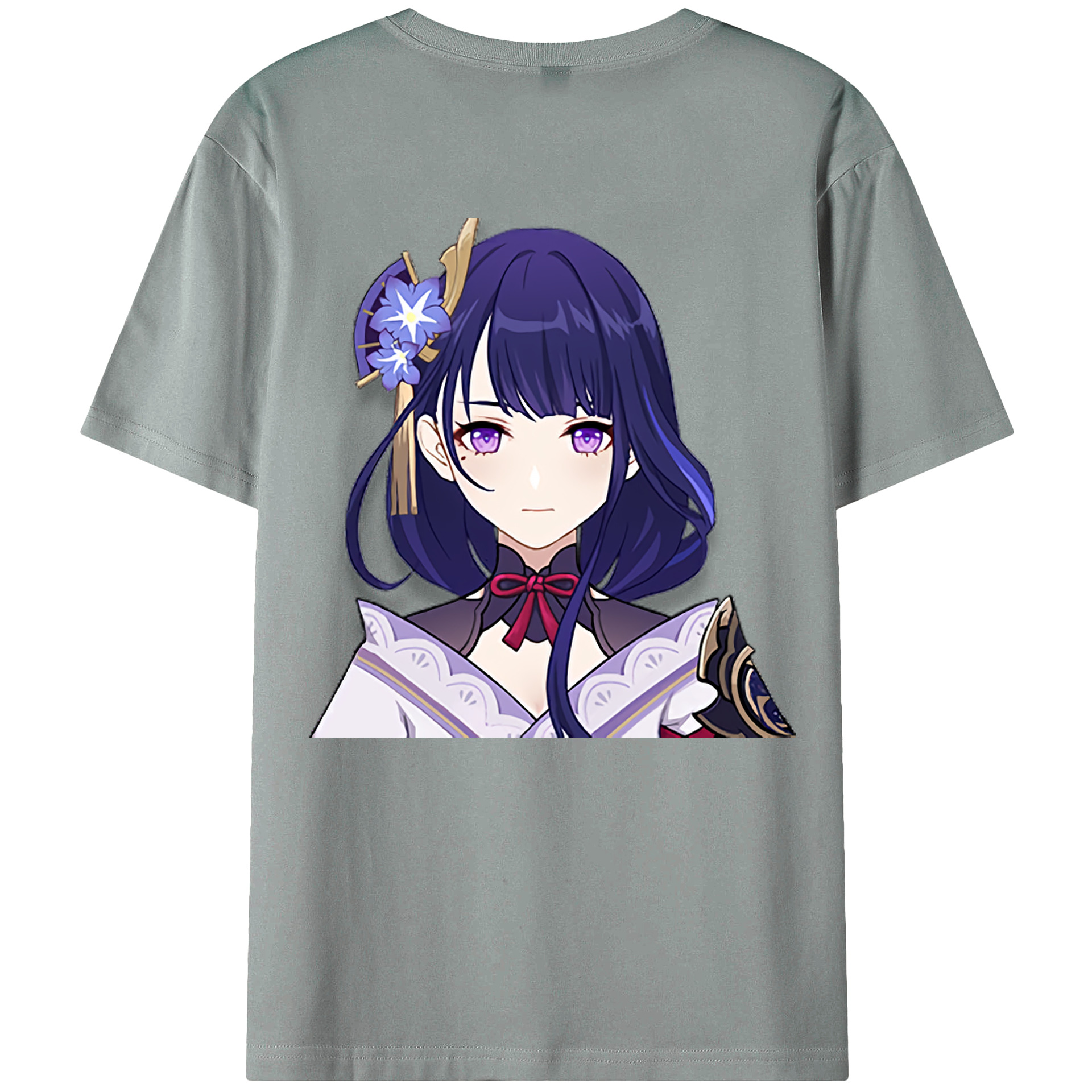 げんし神 雷電将軍 らいでんしょうぐん genshin Raiden Shogun 綿100％ メンズ半袖Tシャツ（バックプリント） 通気性